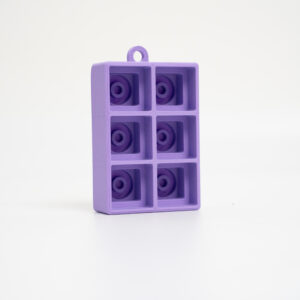Layr 3D Fidget Clicker 2×3 in purple, 3D printed keycap fidget keychain with 6 keys